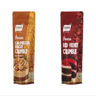 Caramelised & Red Velvet Crumble - Premium Toppings for Cakes | Ice Creams | Donuts | Baking Crumble Solutions | 1Kg (Pack of 2)