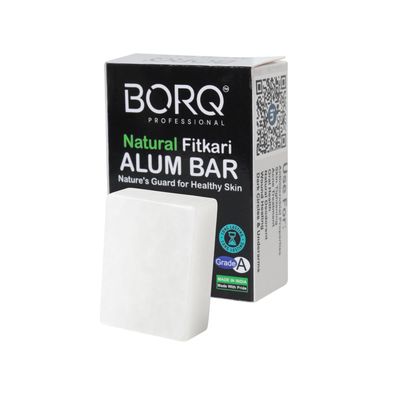 BORQ Fitkari Alum Bar Grade A+ 100gm Pack of 1 For After Shaving | 100% Pure Natural | Acne Treatment | Skin Tightening | Dark Circles & Underarms | Natural Deodorant | With Plastic Container