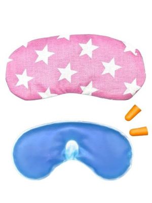 Jewelorra Sleep Mask with Cooling Gel  Soft Cotton Eye Mask for Sleeping  Breathable, Comfortable, Adjustable Eye Cover for Migraine Relief, Puffy Eyes, Travel & Naps(Pink Star).