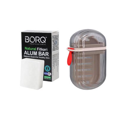 BORQ Fitkari Alum Bar 100gm Pack of 1 With Traveling Case For After Shaving | 100% Pure Natural | Acne Treatment | Skin Tightening | Dark Circles & Underarms | Natural Deodorant