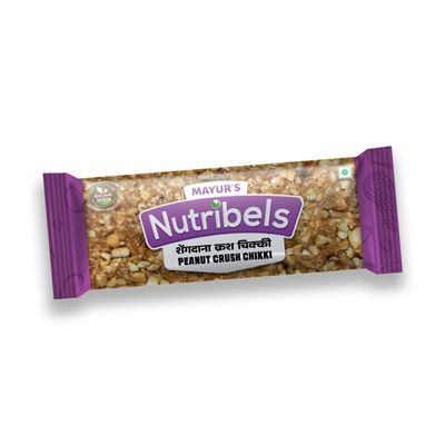 Mayur'sNutribels Peanut Crush Chikki 27 Pieces of 32g Each | Roasted Peanut Bits in Jaggery | Traditional Indian Crunchy Snack Chikki Bars