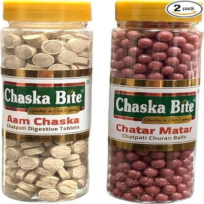 CHASKA BITE Aam Chaska 130g | Pack of 2 | Chatpati Khatti Meethi Candies | Digestive & Sour Sweet Candy for Kids & Friends