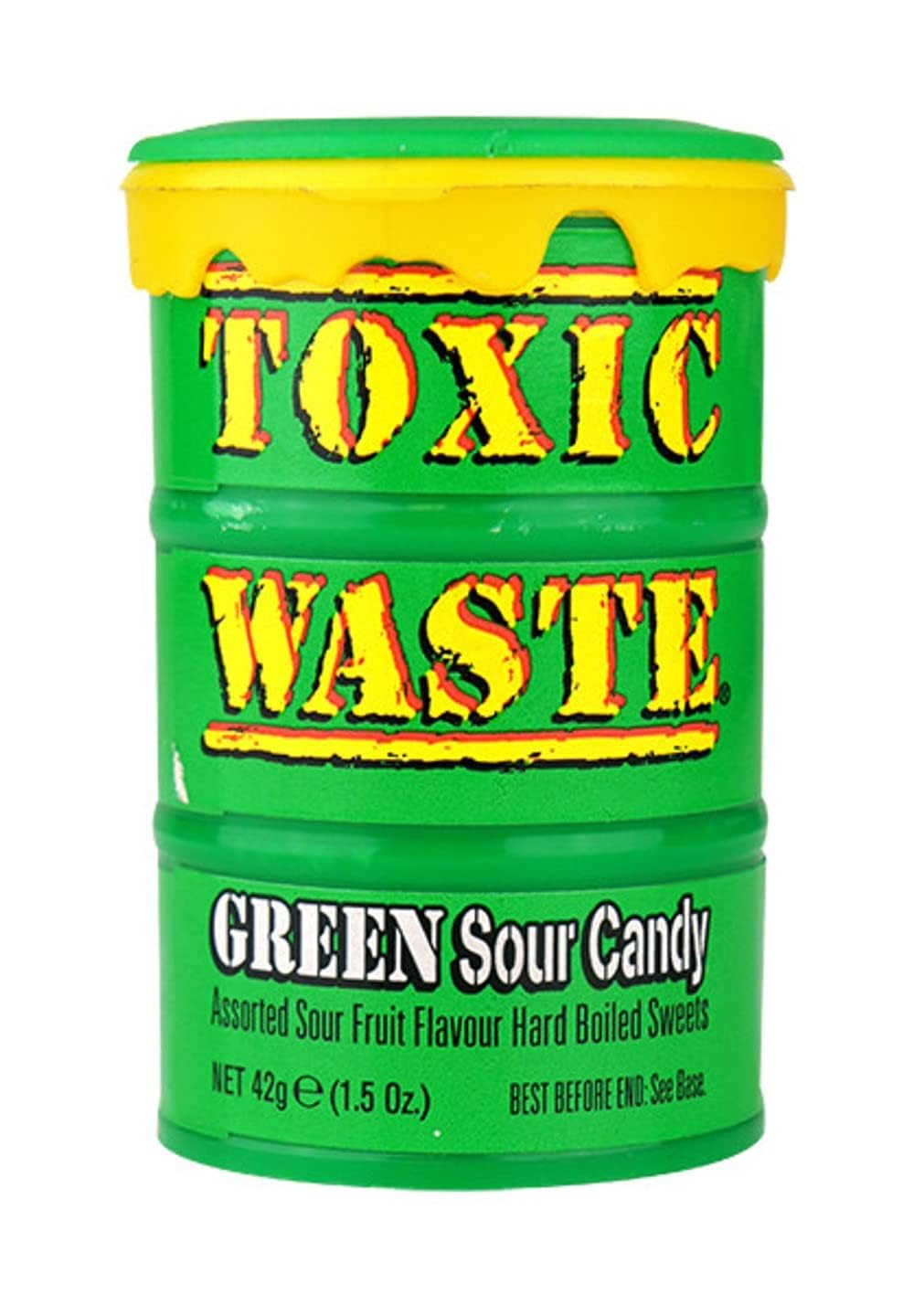 Toxics Waste Green Sour Candy, Hard Boiled Sweets, Assorted Fruit Flavours, 42g