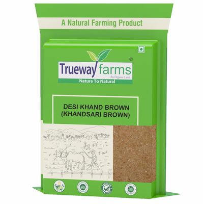 Trueway Farms Organic Desi Khand Brown (Khandsari) 1.85KG Pack | Natural Unrefined Cane Sugar | Traditional Indian Sweetener | Sulphur-Free & Chemical-Free | Healthy White Sugar Alternative