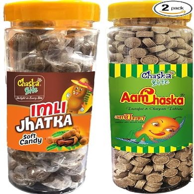 Chaska Bite Aam Chaska 250g & Imli Jhatka 200g | Gatagat Chatpati Khatti Mithi Candy | Sour & Tangy Dry Amchoor & Tamarind Treat