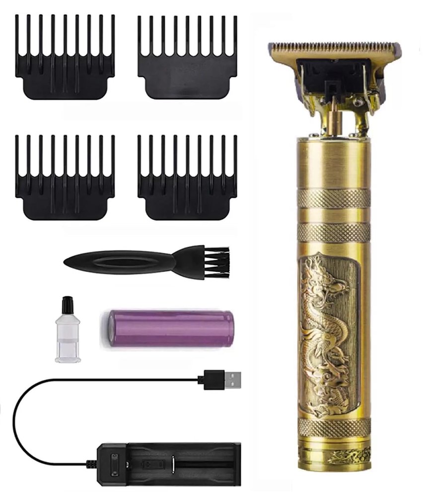 Excelanz Stylish Golden Wireless Beard, Mustache, Body Grooming Trimmer for Men, Multiple Guide Combs, 100 min Runtime, 4 Length Settings