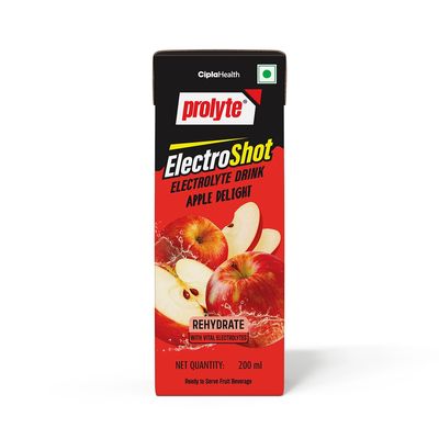 Prolyte ElectroShot | Electrolyte Drink | Apple Delight | Rehydrate with Vital Electrolyte | Instant Hydration| Instant Energy | Tasty Flavor | 200ML (Pack of 5)