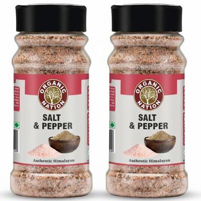 ORGANIC NATION Salt and Pepper - Natural Seasoning, No Additives, Perfect for Cooking - 150g (Pack of 2), Perfectly Balanced Flavor, No preservatives, no additives, Ideal for Every Kitchen