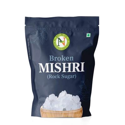 NatureVit Broken Mishri 5 Kg | Rock Sugar Crystals | Pure & Natural Mishri Tukda | No Thread | Ideal for Prasad, Digestion & Sweet Cravings
