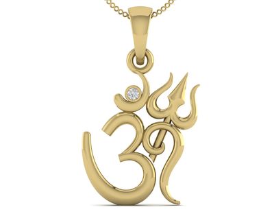 VNR JEWELLERY OM/Spiritual OM Pendant for Men & Women Religious Locket for Good Health & Wealth (Gold)