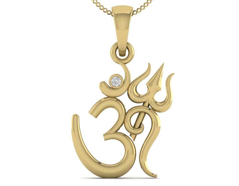 VNR JEWELLERY OM/Spiritual OM Pendant for Men & Women Religious Locket for Good Health & Wealth (Gold)