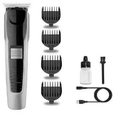 Hair & Beard Trimmer for Men Cordless Waterproof Trimmer with 4 Length Combs, Precision Blade, Cleaning Brush & Oil Bottle  Silver & Black