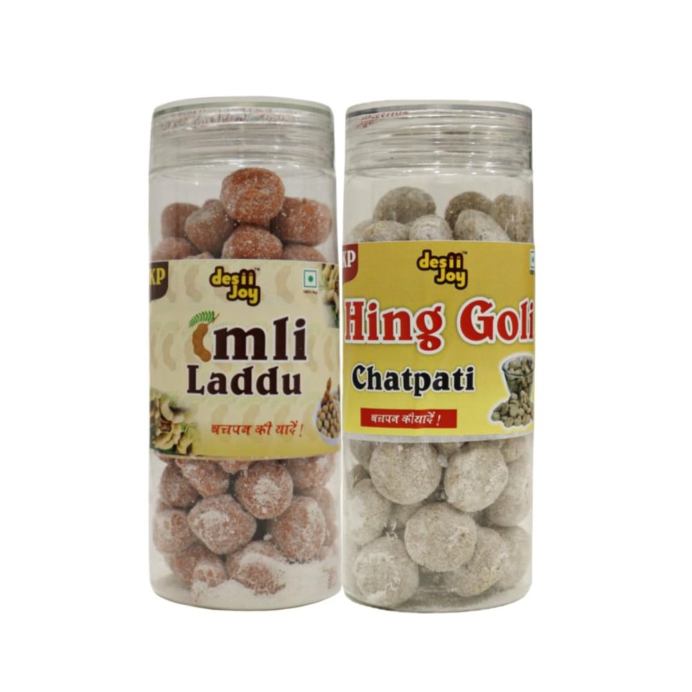 Desiijoy Hing Goli & Imli Laddu Combo 2 Packs (200g Each) | Traditional Digestive Candy | Sweet & Tangy Taste | Mouth Freshener for All Ages