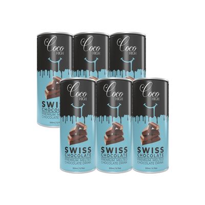 CocoHigh Swiss Chocolate Drink 200ml (Pack of 6) | Premium Thick & Creamy Milkshake with Real Swiss Cocoa | No Added Preservatives | Ready-to-Drink Rich Chocolate Beverage