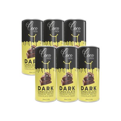 CocoHigh Dark Chocolate Drink 200ml (Pack of 6) | Premium Thick & Creamy Chocolate Milkshake | Ready-to-Drink Chocolate Milk Beverage Made with Real Swiss Cocoa | No Added Preservatives