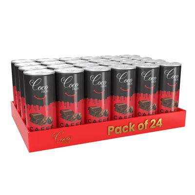CocoHigh Caff Mocha (200ml x 24 Cans) | Thick & Creamy Cold Coffee with Real Milk Chocolate | Ready to Drink | Premium Chocolate Coffee Blend | No Added Preservatives