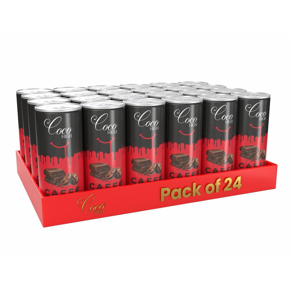 CocoHigh Caff Mocha (200ml x 24 Cans) | Thick & Creamy Cold Coffee with Real Milk Chocolate | Ready to Drink | Premium Chocolate Coffee Blend | No Added Preservatives
