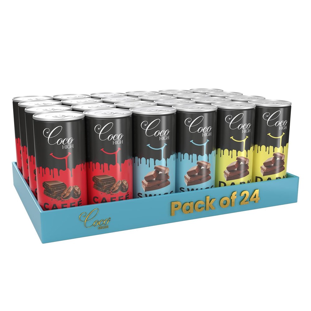 CocoHigh Combo Pack Of Swiss Chocolate, Caffe Mocha & Dark Chocolate 200ml (Pack of 24) I Thick & Creamy Milkshake with Real Milk I No Added Preservatives Ready to use Drink