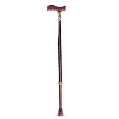 TryFit Aluminium Walking Stick for Adults Lightweight Adjustable Walking Cane with PVC Grip & Anti-Skid Rubber Tip | 10-Level Height Adjustment | Strong Single-Leg Support Stick (Bronze)
