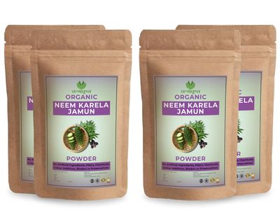 Tanyatrapt Organic Neem Karela Jamun Powder 100g, Natural Herbal Blend Supplement, Pack of 4