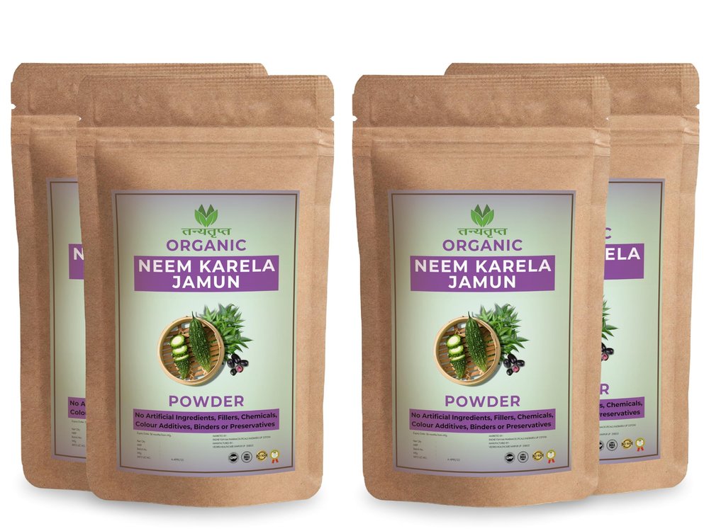 Tanyatrapt Organic Neem Karela Jamun Powder 100g, Natural Herbal Blend Supplement, Pack of 4