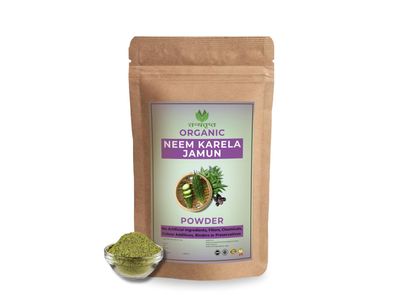 Tanyatrapt Organic Neem Karela Jamun Powder 100g, Natural Herbal Blend Supplement, Pack of 1