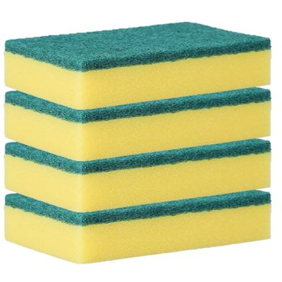 JAXHOM Scrubber Sponge Pad for Utensils 4 Pcs Non Scratch Scouring Pads for Dishwashing, Tawa, Kadhai & Kitchen Cleaning 11x7x3 cm