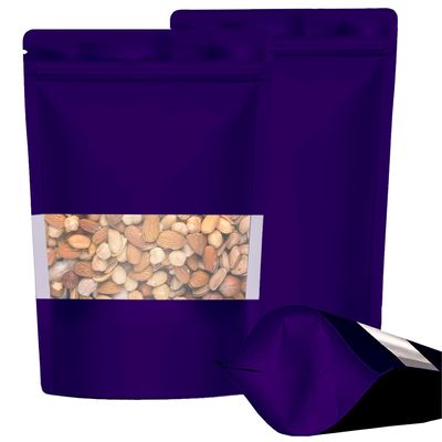 SKY FLEXI PACK Matte Finish Ziplock Reusable Airtight Polyester Storage Pouch - 11cm x 17cm, Pack of 25, Purple, Stand-Up Airtight Zip Lock Multi-Purpose Bags with Transparent Window, Capacity 100gm