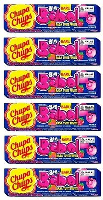 Chupa Chup Big Babol Tutti Frutti Flavour Bubble Gum, BARU, Each 20g X Pack of 6 (Imported)