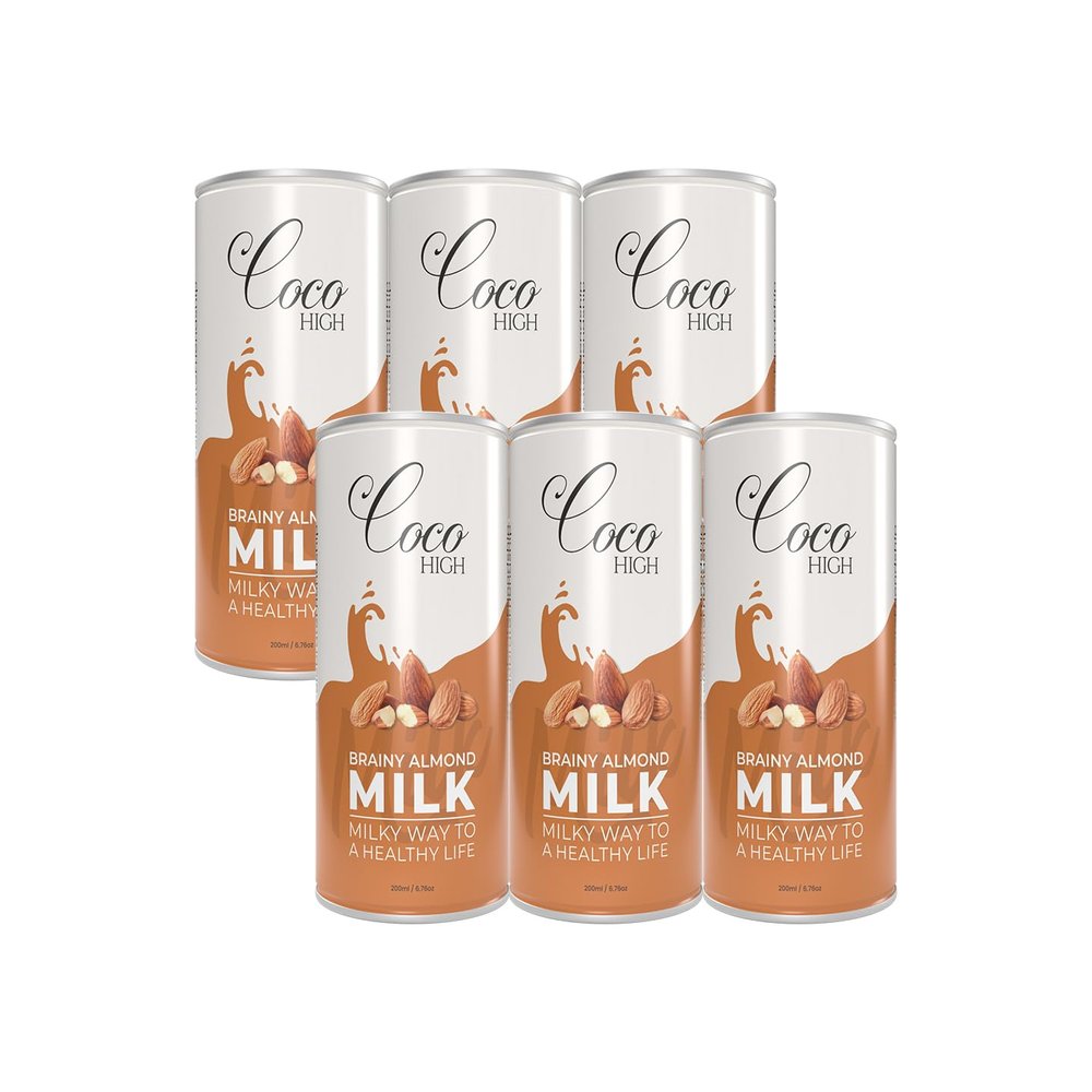 CocoHigh Badam Thick & Creamy Flavoured Milkshake With Real Bits of Almonds 200ml | Enriched with Calcium & Vitamins | No Added Preservatives I Pack of 6
