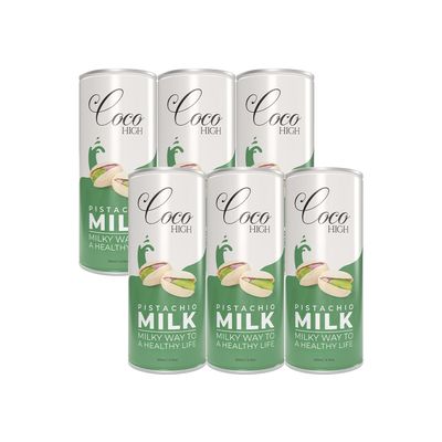 CocoHigh Pista Thick & Creamy Milkshake 200ml Pack of 6 | Rich Pista Flavour | Calcium & Vitamin Enriched | No Added Preservatives