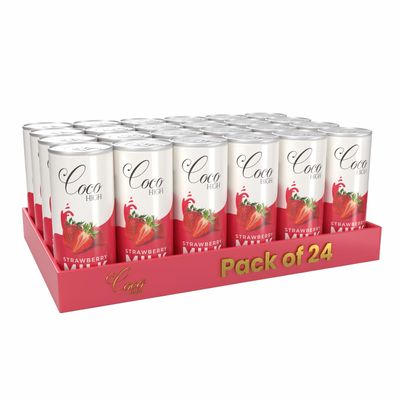 CocoHigh Strawberry Thick & Creamy Flavoured Milkshake 200ml | Enriched with Calcium & Vitamins | Strawberry Milkshake | No Added Preservatives I Pack of 24