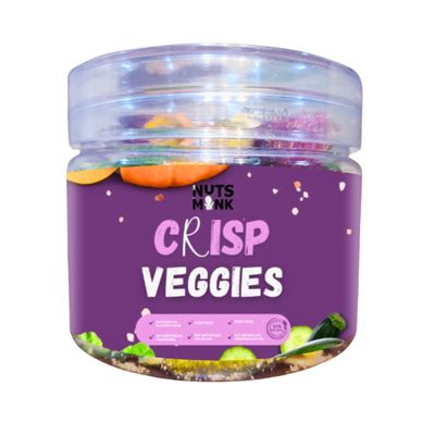 THE NUTS MONK Crispy Veggie Mix: A Wholesome & Crunchy Snack. Perfect for Snacking, Salads, & Toppings. Potato, Carrot, zucchini, Brinjal & More - Naturally Seasoned & Ready-to-Enjoy! - (150gm)