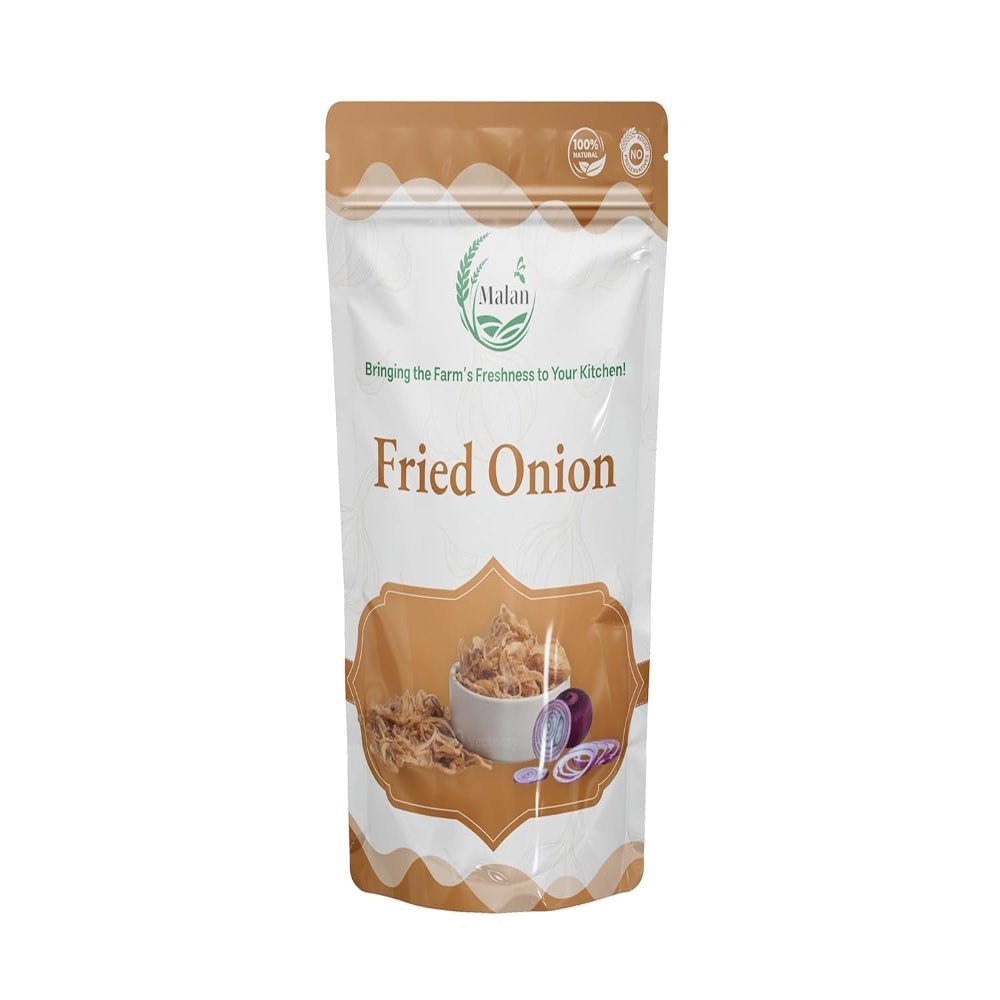 MALAN AGRO INDUSTRIES Fried Onion 1 KG | Ready-to-Use Golden Crispy Onion for Biryani, Curries, Burgers, Hot Dogs & More |Freshly Fried & Crunchy | Hygienically Packed