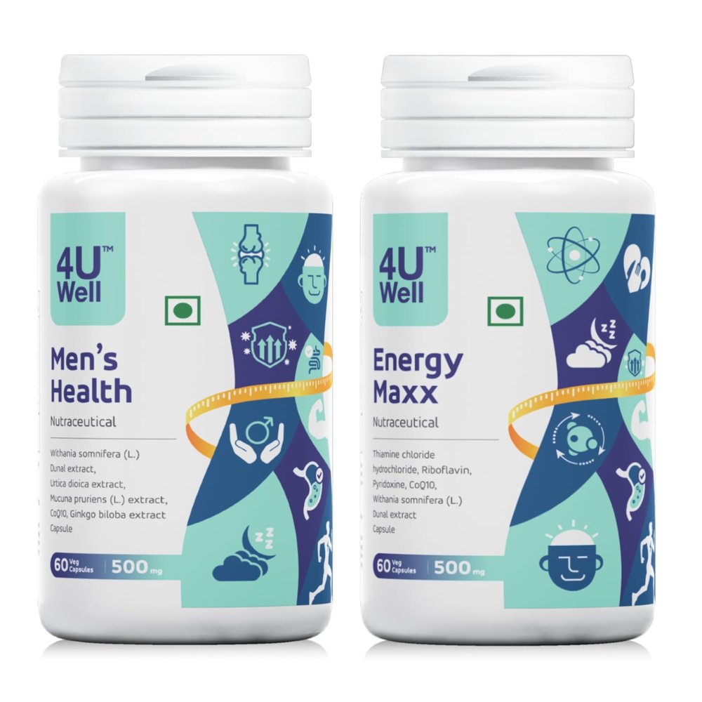 4UWELL Mens Health | Supports Immunity | 500 mg (60 Capsules, Men's Health + Energy Max)
