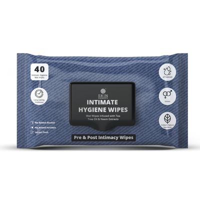 Skin Elements Intimate Hygiene Wet Wipes | Unisex | pH balanced Wipes | Tea Tree Oil & Neem Extracts | 40 Intimate Hygiene Wet Wipes | For Pre and Post Intimacy
