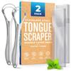 Bennort Tongue Cleaner for Kids & Adults, 2 Pcs Dual Scraping Head Tongue Scraper with Travel Case for Removes Bad Breath & Oral Health Care, Improved Taste Sense,Easy to Use, Silver (2) view 1
