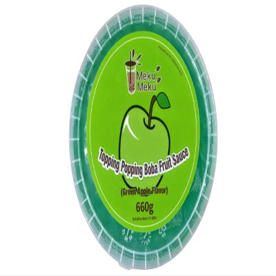 Meku Meku Green Apple Flavoured Popping Boba Pearls, 668g, Soft and Chewy, for Bubble Tea Imported