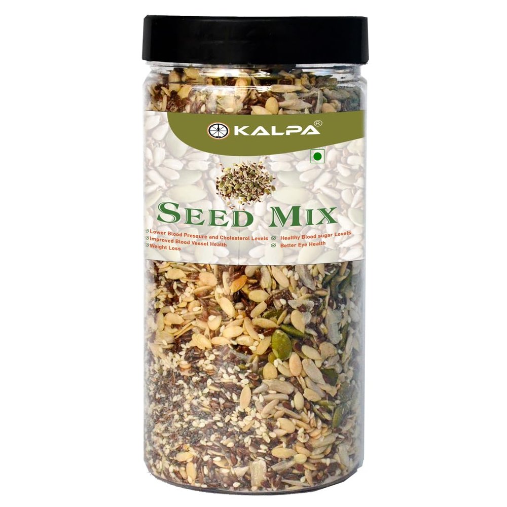 Kalpa Premium Seed Mix, 400gm Jar Edible Seed | Healthy Snacks For Diet | Mix of Sunflower, Pumpkin, Wateremlon, Flax & Chia seed Jar pack |100% Natural and Roasted | Best for Snacks | Healthy Heart, Improve Digestion, Muscle Buildup