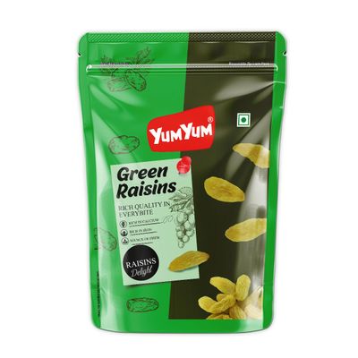 Yum Yum Pure Raisins Seedless/Kishmish, 500g Pouch, Source Of Potassium, Premium Dry Fruits, Green Raisins