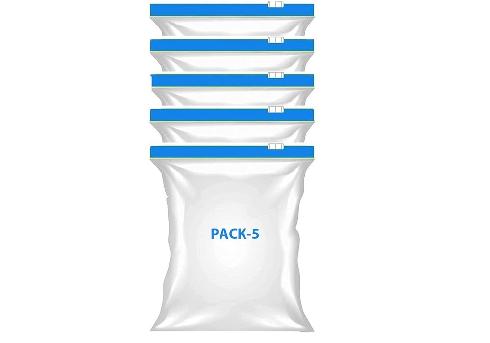 Rpinkal Fresh Zipper Multi-Purpose Storage Slider Bags | Reusable Ziplock Pouch BPA Free Plastic Seal Freezer Food, Microwave Safe, Re-usable, Washable, Transparent (Zip Lock Bags - 5)