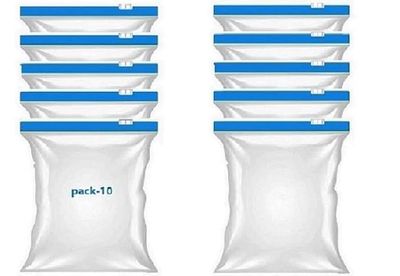 Rpinkal Fresh Zipper Multi-Purpose Storage Slider Bags | Reusable Ziplock Pouch BPA Free Plastic Seal Freezer Food, Microwave Safe, Re-usable, Washable, Transparent (Zip Lock Bags - 10)