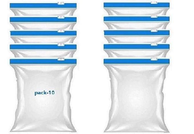 Rpinkal Fresh Zipper Multi-Purpose Storage Slider Bags | Reusable Ziplock Pouch BPA Free Plastic Seal Freezer Food, Microwave Safe, Re-usable, Washable, Transparent (Zip Lock Bags - 10)
