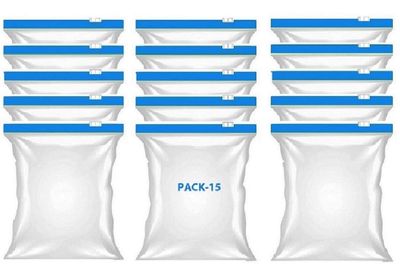 Rpinkal Fresh Zipper Multi-Purpose Storage Slider Bags | Reusable Ziplock Pouch BPA Free Plastic Seal Freezer Food, Microwave Safe, Re-usable, Washable, Transparent (Zip Lock Bags - 15)