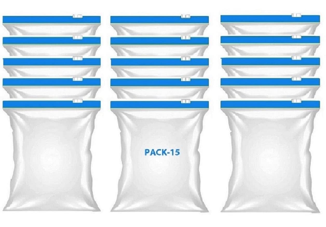Rpinkal Fresh Zipper Multi-Purpose Storage Slider Bags | Reusable Ziplock Pouch BPA Free Plastic Seal Freezer Food, Microwave Safe, Re-usable, Washable, Transparent (Zip Lock Bags - 15)