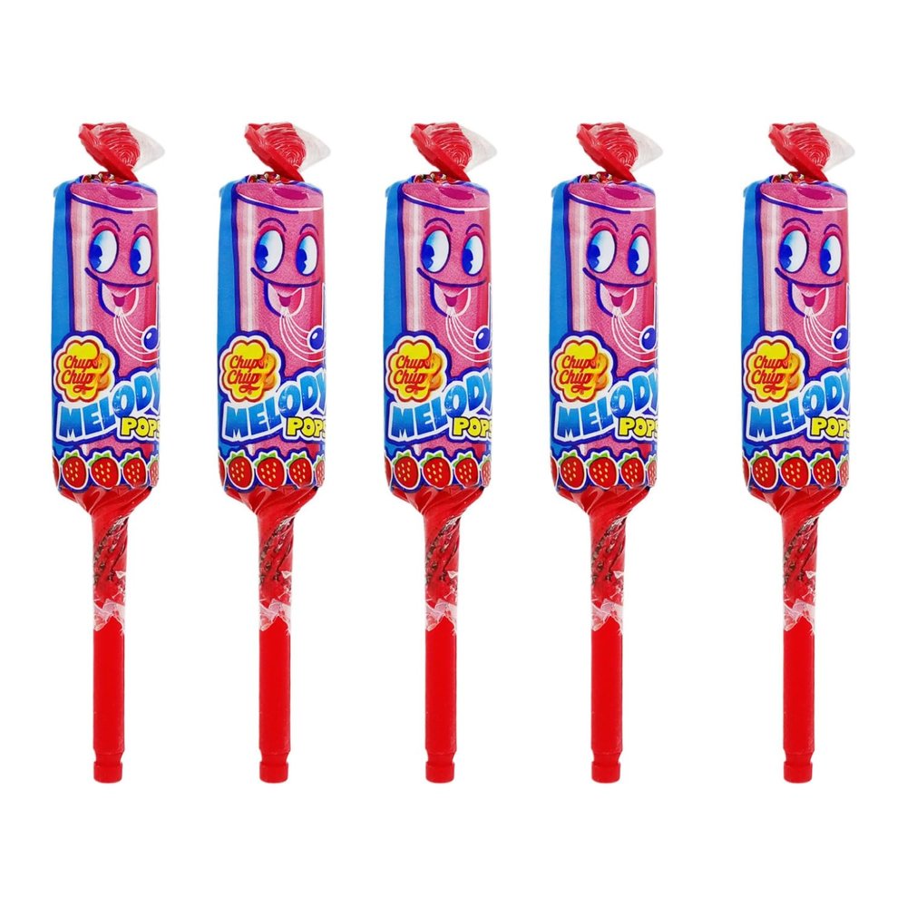 Chupas Chup Party Sweetstrawberry Flavour Melody Pop Imported Lollipops (Pack of 5) Imported - 75 Gm
