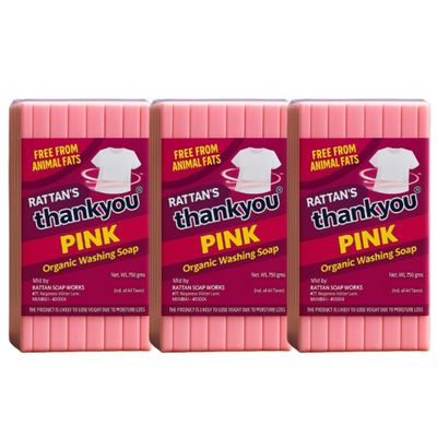 Rattan's Thankyou Organic Pink Washing Soap 750g (Pack of 6 Bars) | Natural Fabric Cleaner for Hand & Machine Wash | Gentle on Skin, Tough on Stains | Eco-Friendly & Fragrant (3)