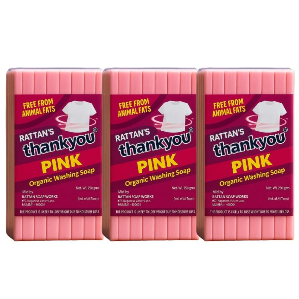 Rattan's Thankyou Organic Pink Washing Soap 750g (Pack of 6 Bars) | Natural Fabric Cleaner for Hand & Machine Wash | Gentle on Skin, Tough on Stains | Eco-Friendly & Fragrant (3)