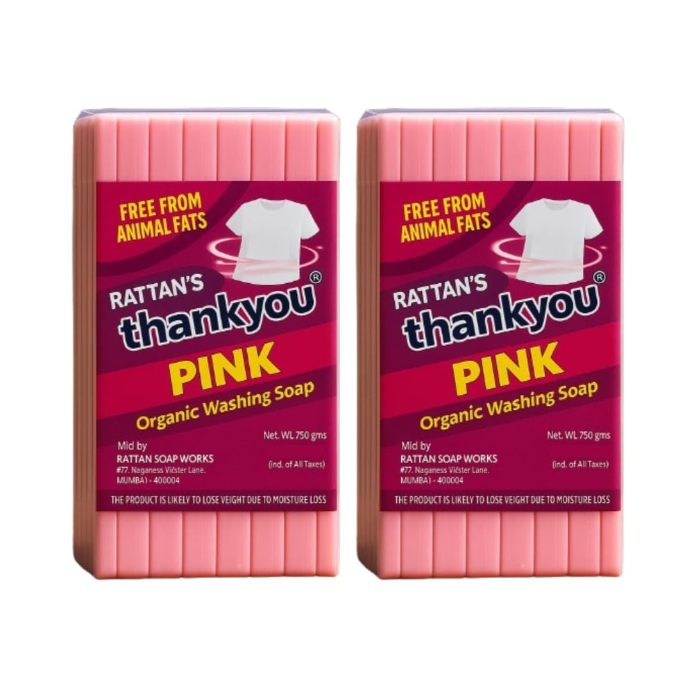 Rattan's Thankyou Organic Pink Washing Soap  750g (Pack of 6 Bars) | Natural Fabric Cleaner for Hand & Machine Wash | Gentle on Skin, Tough on Stains | Eco-Friendly & Fragrant (2)
