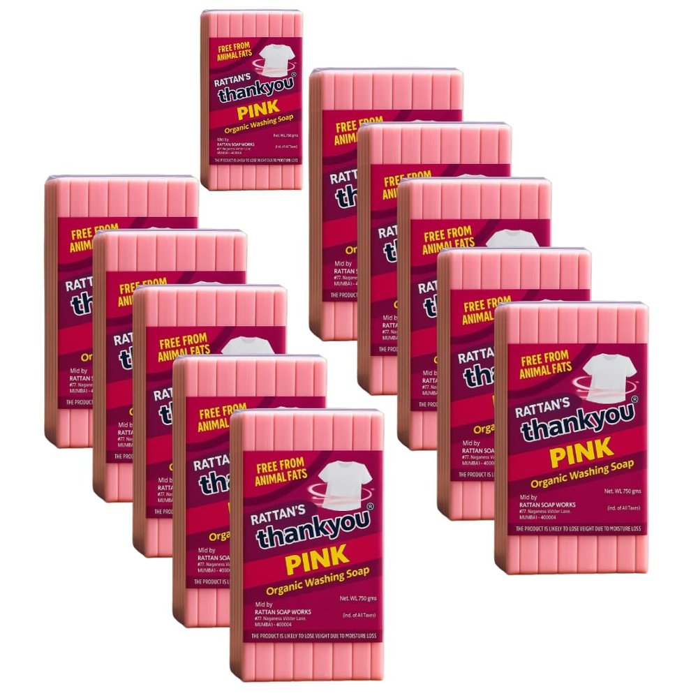 Rattan's Thankyou Organic Pink Washing Soap  750g (Pack of 6 Bars) | Natural Fabric Cleaner for Hand & Machine Wash | Gentle on Skin, Tough on Stains | Eco-Friendly & Fragrant (11)